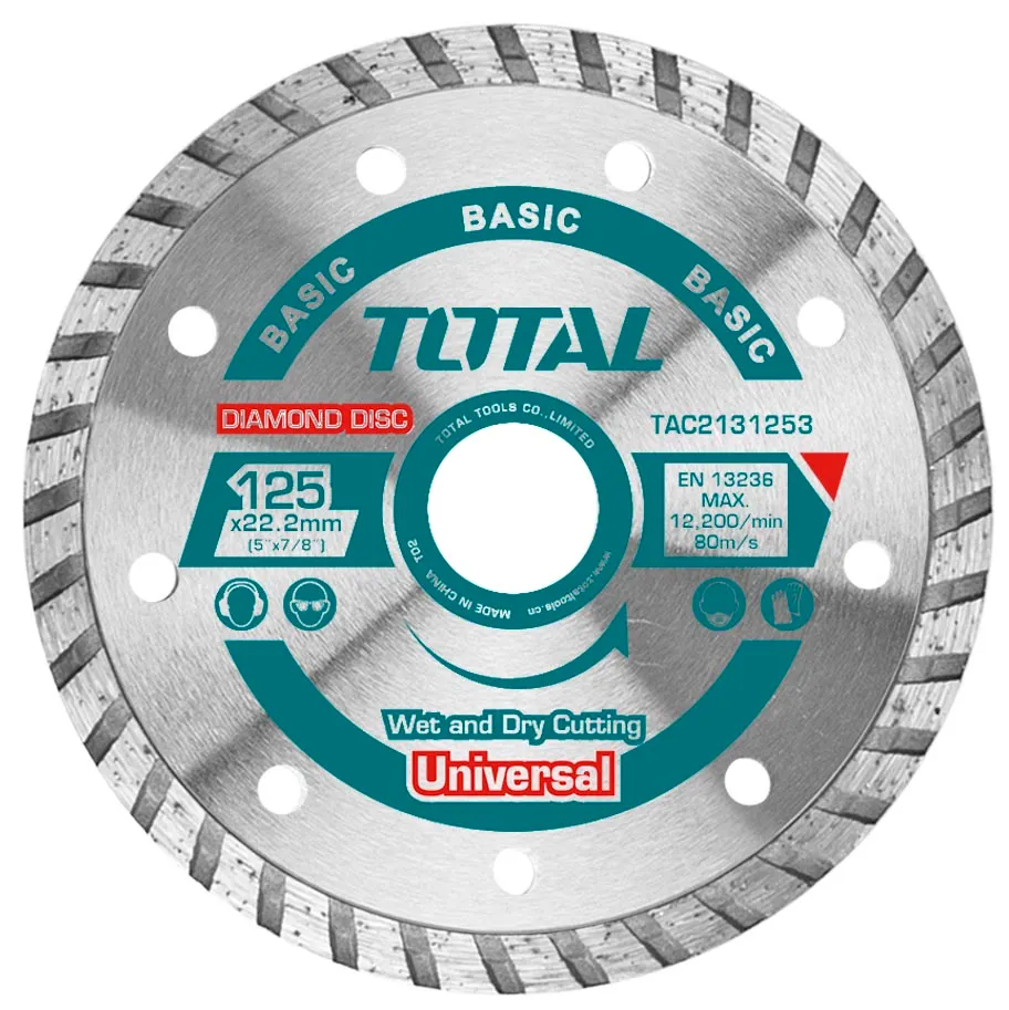 Disc debitare beton - 125mm Total Industrial TAC2131253, disc diamantat pentru taiere beton cu diametru de 125 mm pentru flex, polizor unghiular